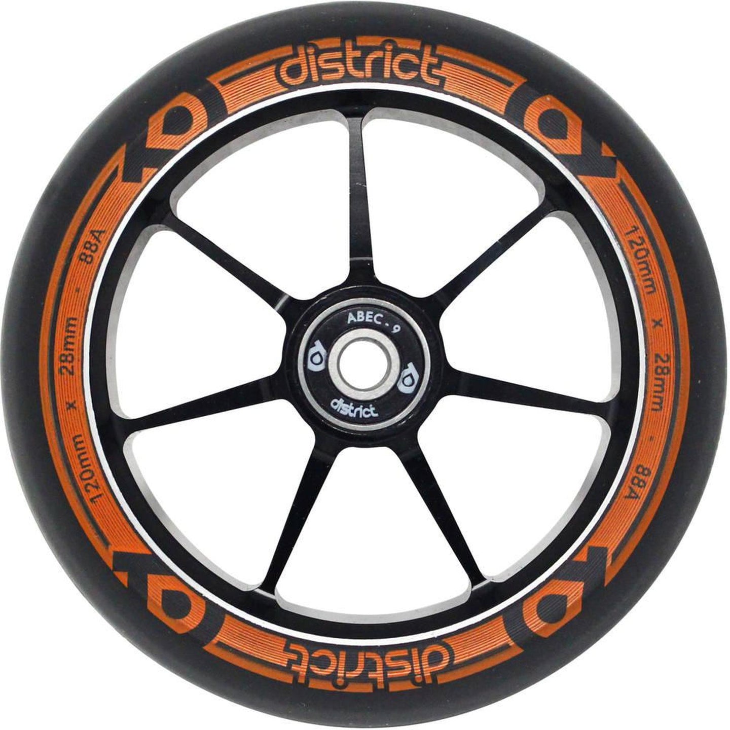 District Dual Width Core Kickbike Hjul - Svart/Orange-ScootWorld.se