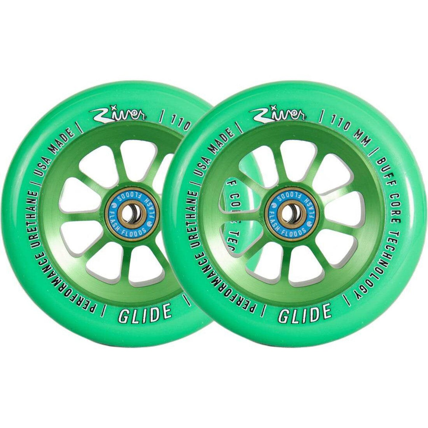 River Glide Emerald Kickbike Hjul 2-Pak - Grön-ScootWorld.se