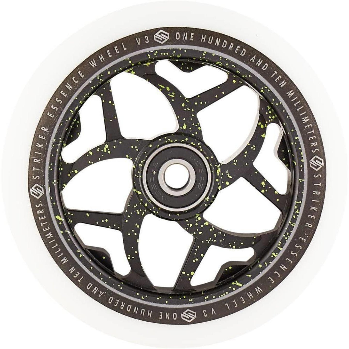 Striker Essence V3 Vit 110mm Sparkcykel Hjul - Splash Black/Green-ScootWorld.se