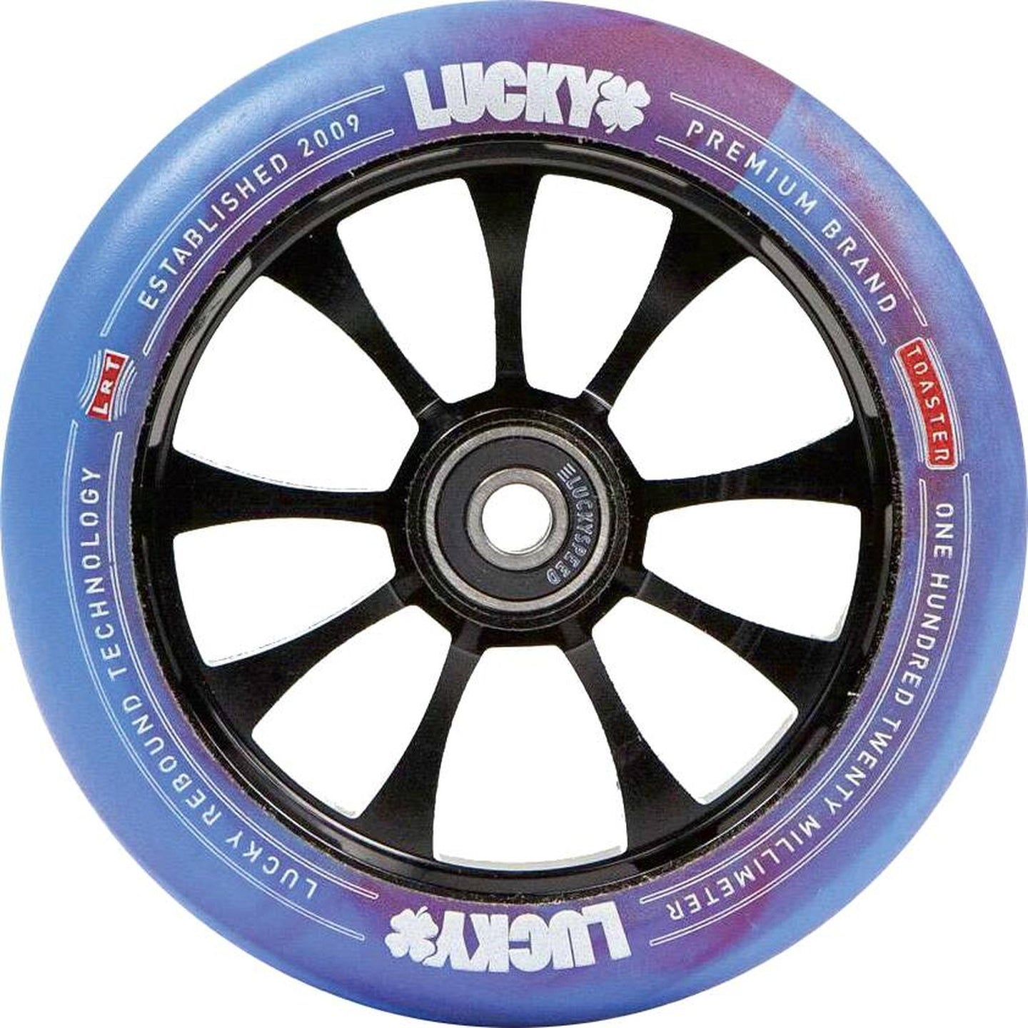 Lucky Toaster 120mm Kickbike Hjul - Red/Blue Swirl-ScootWorld.se