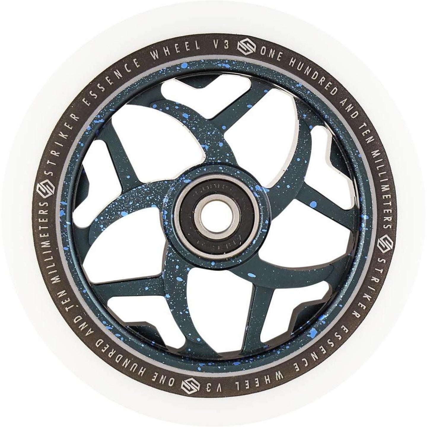Striker Essence V3 Vit 110mm Sparkcykel Hjul - Splash Black/Blue-ScootWorld.se