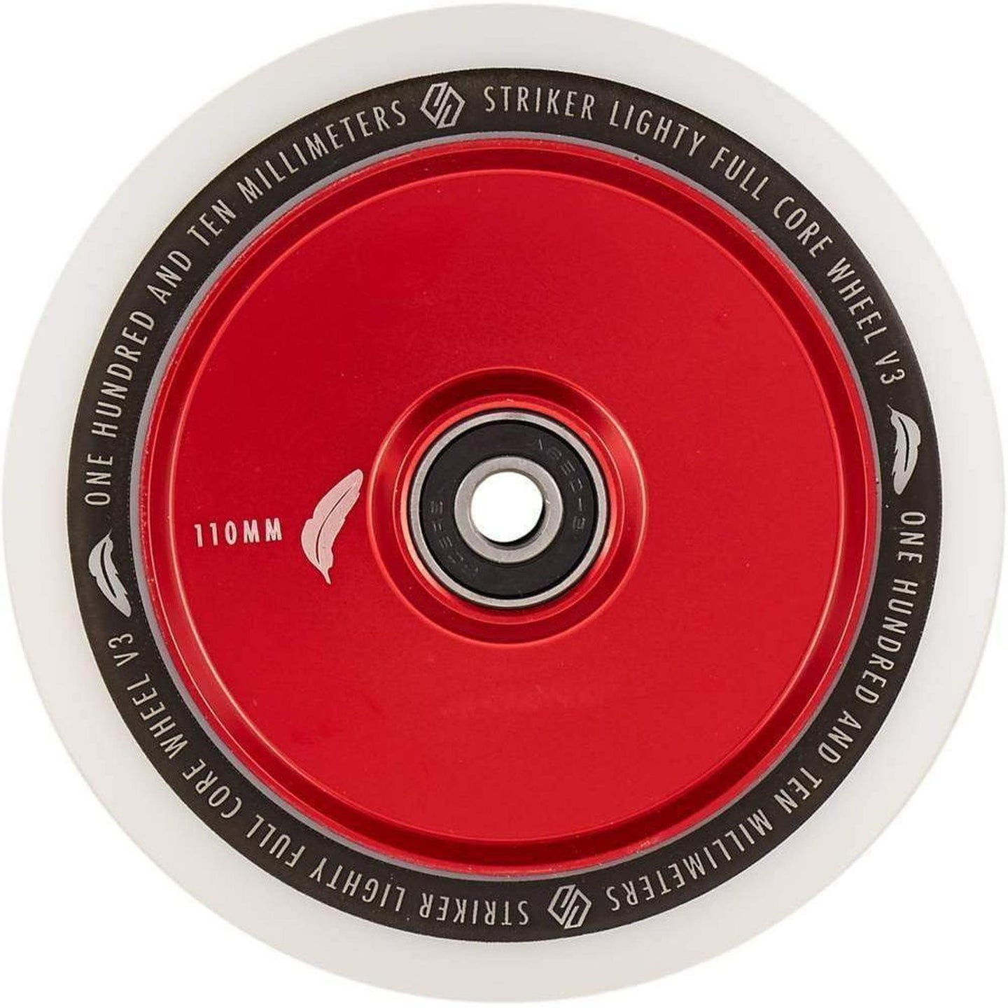 Striker Lighty Fullcore V3 Vit 110mm Sparkcykel Hjul - Röd-ScootWorld.se