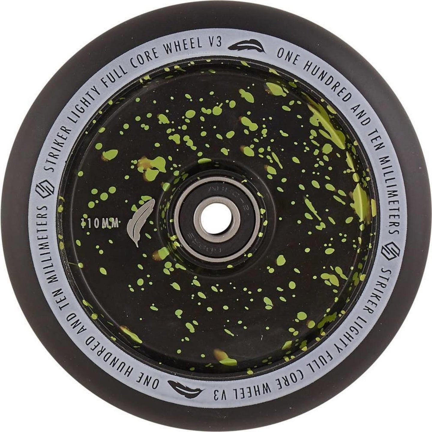 Striker Lighty Fullcore V3 Svart 110mm Sparkcykel Hjul - Splash Black/Green-ScootWorld.se