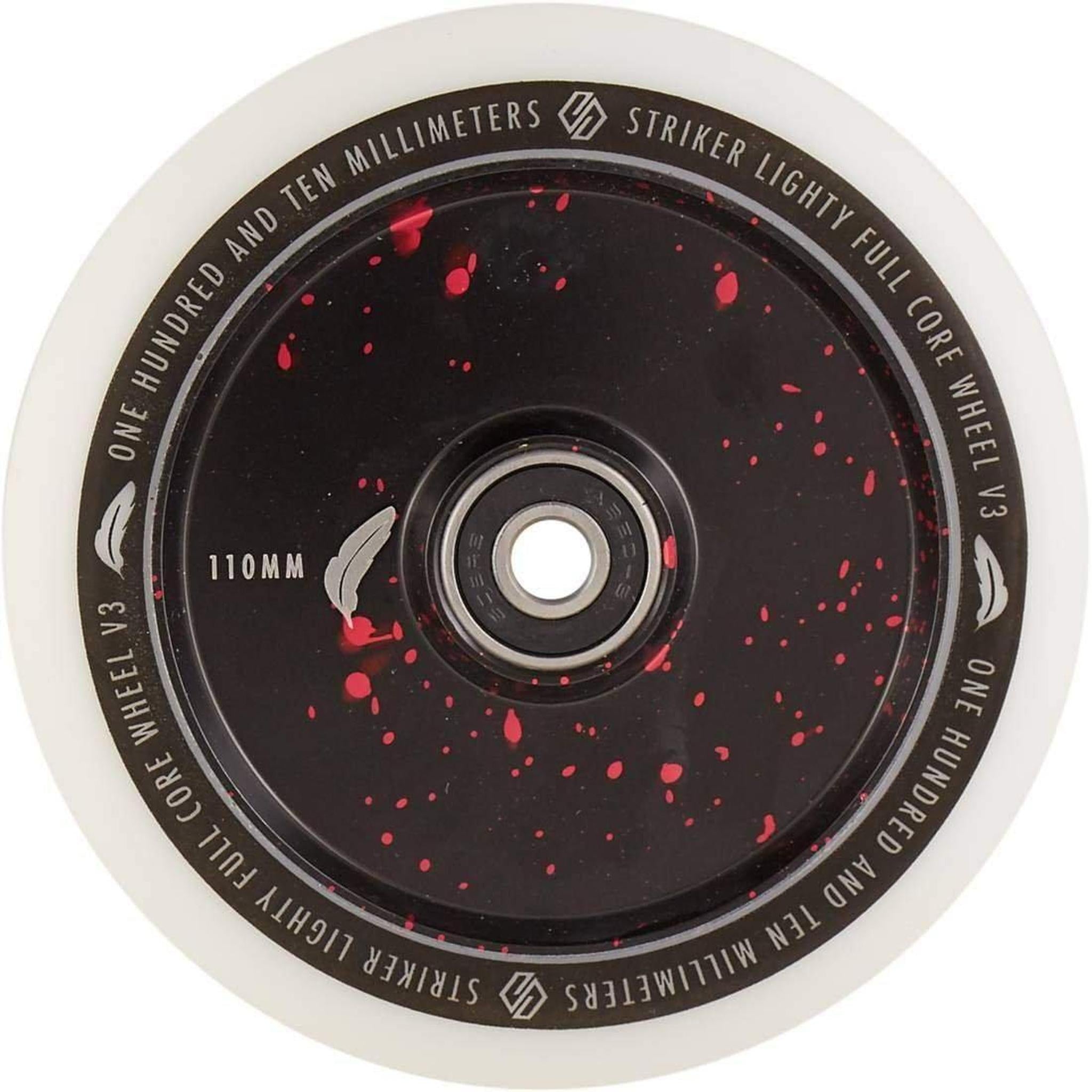 Striker Lighty Fullcore V3 Vit 110mm Sparkcykel Hjul - Splash Black/Red-ScootWorld.se