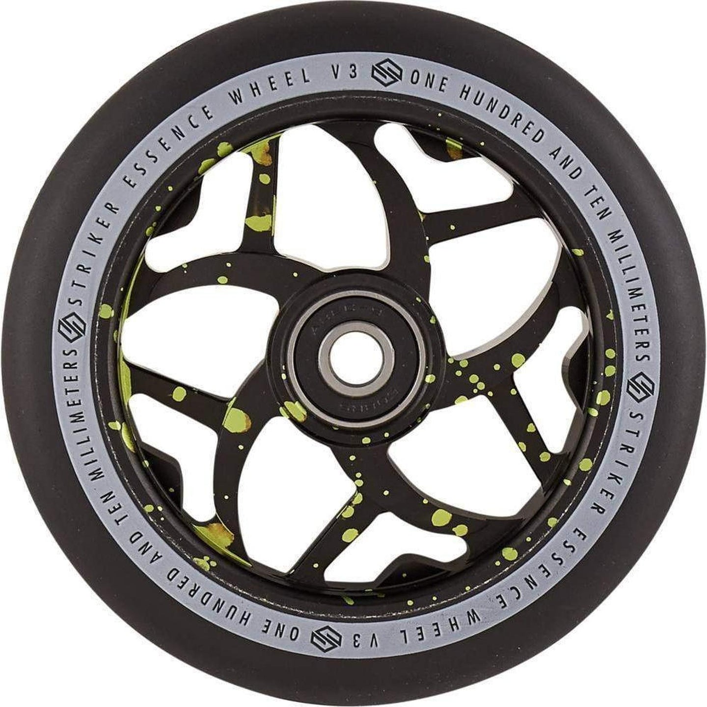 Striker Essence V3 Svart 110mm Sparkcykel Hjul - Splash Black/Green-ScootWorld.se