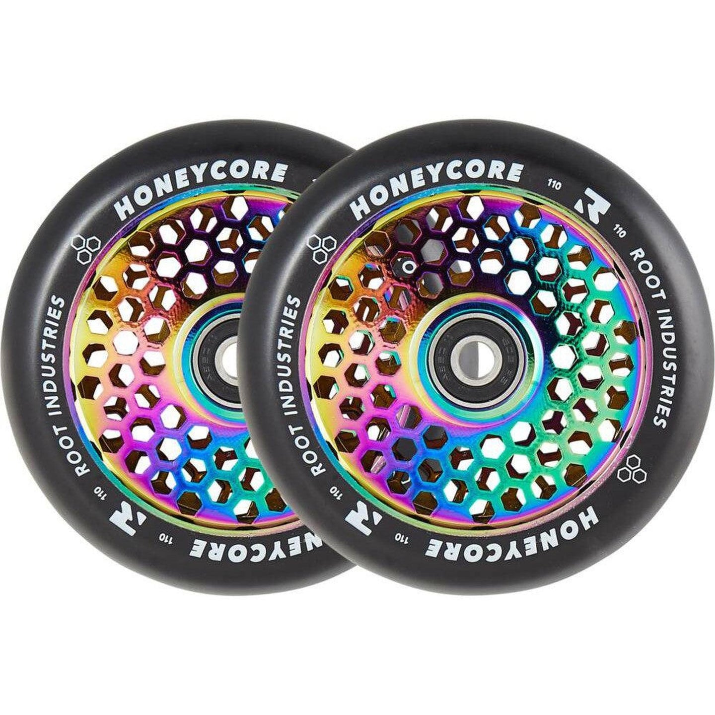 Root Honeycore Svart 110mm Sparkcykel Hjul 2-Pak - Rainbow-ScootWorld.se