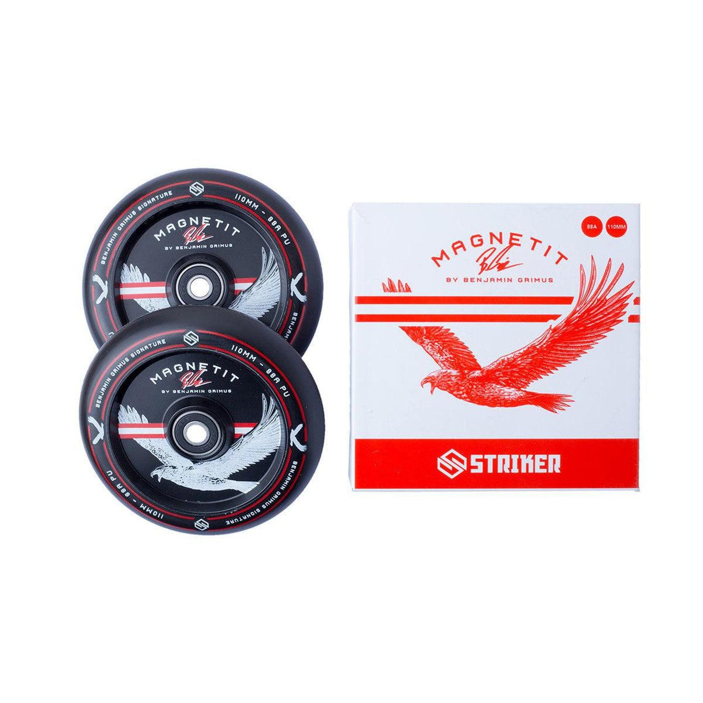 Striker BGSEAKK Magnetit 110mm Sparkcykel Hjul 2-Pak - Svart-ScootWorld.se