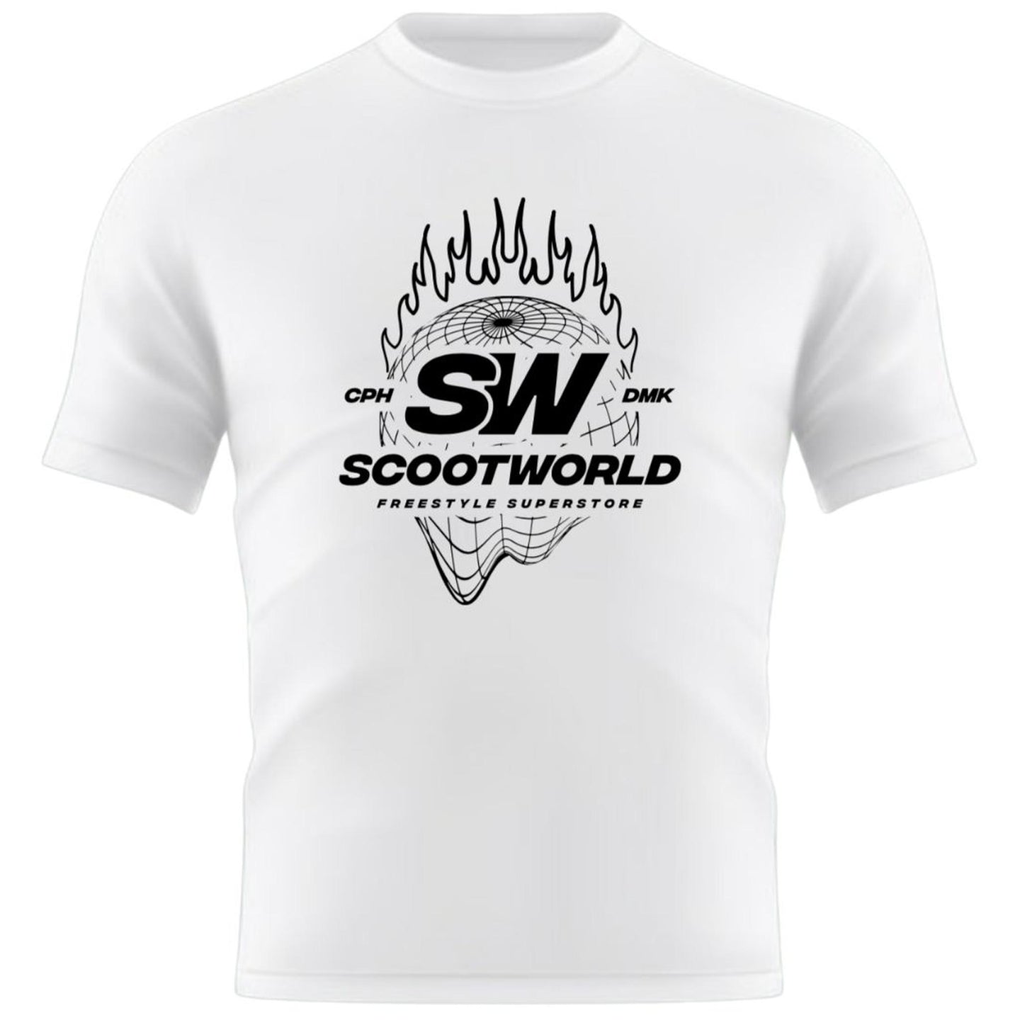 ScootWorld Fire Globe Tshirt - Vit-ScootWorld.se