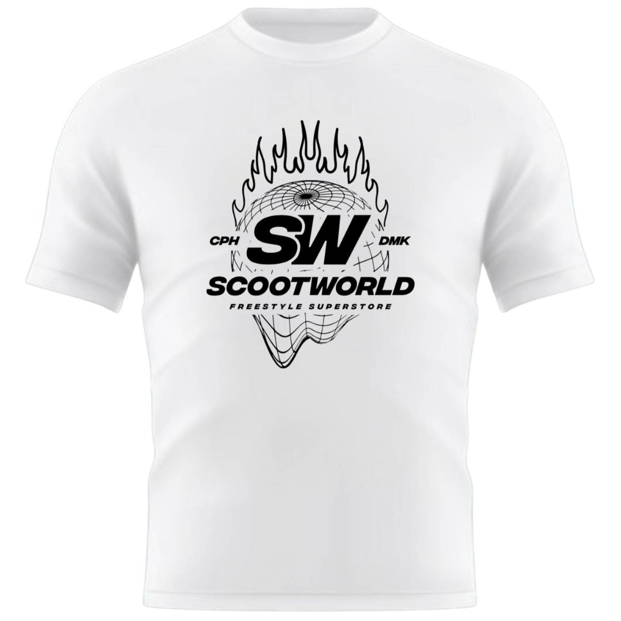 ScootWorld Fire Globe Tshirt - Vit-ScootWorld.se