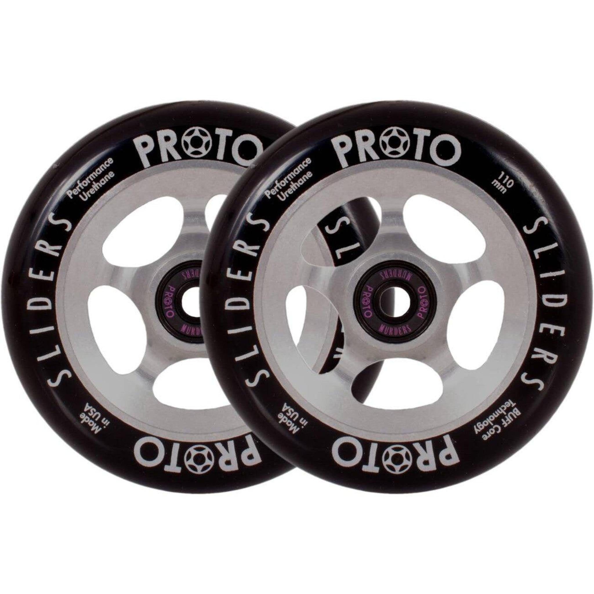 Proto Sliders Kickbile Hjul 2-Pak - Svart/Raw-ScootWorld.se