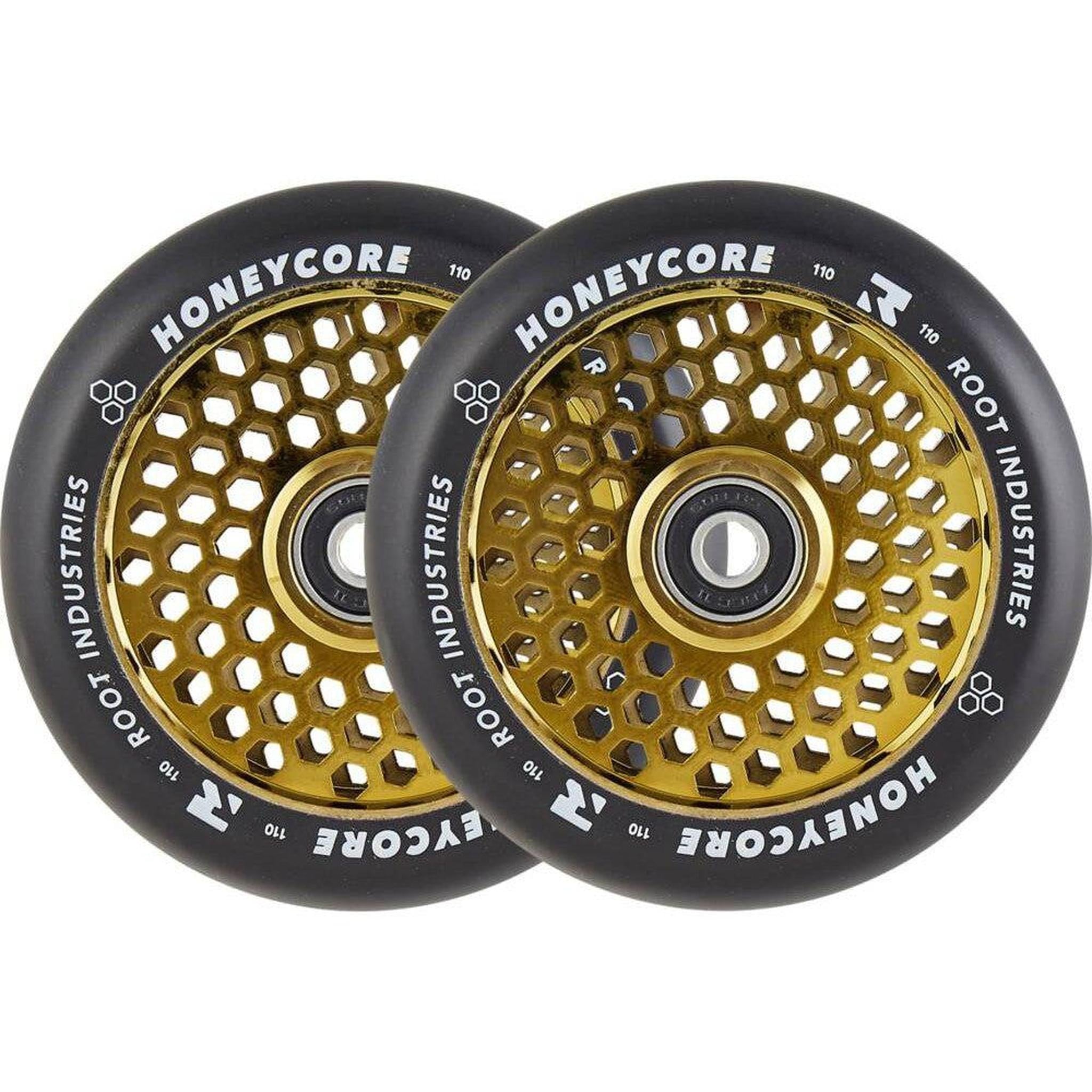 Root Honeycore Svart 110mm Sparkcykel Hjul 2-Pak - Gold-ScootWorld.se