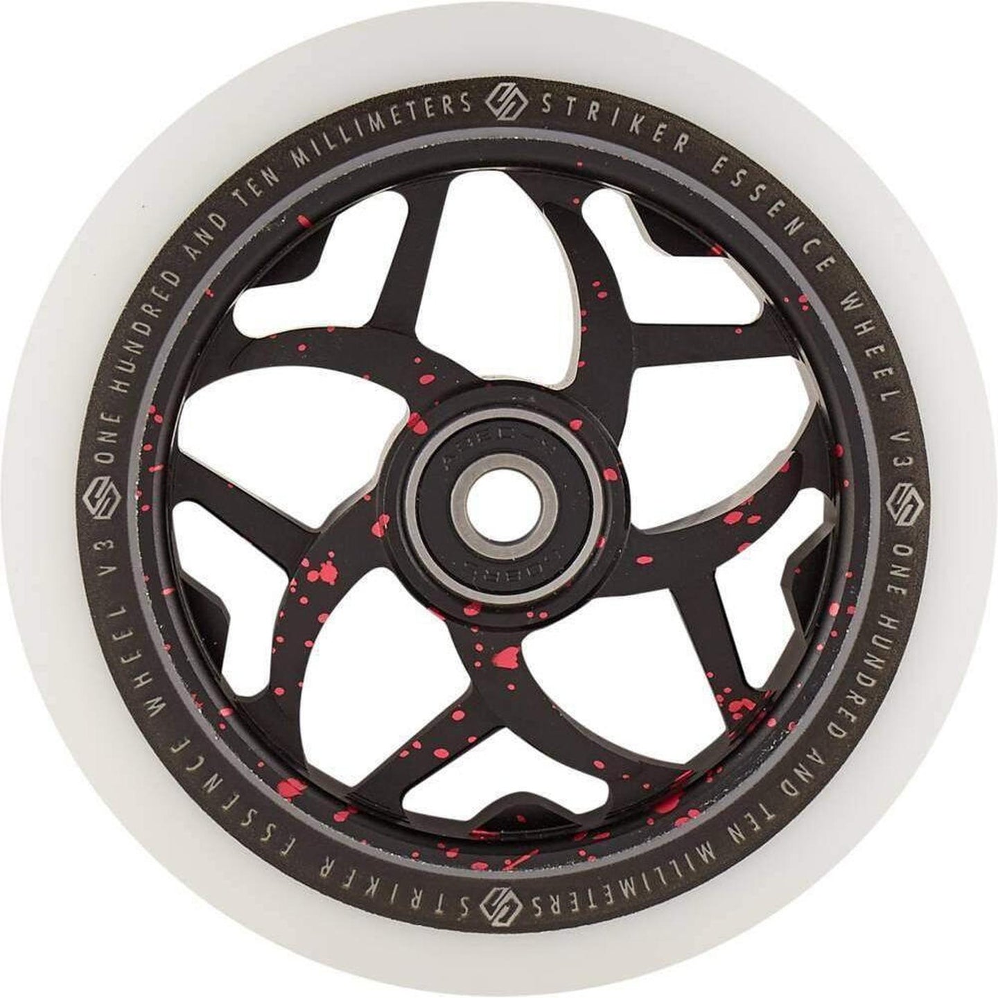 Striker Essence V3 Vit 110mm Sparkcykel Hjul - Splash Black/Red-ScootWorld.se