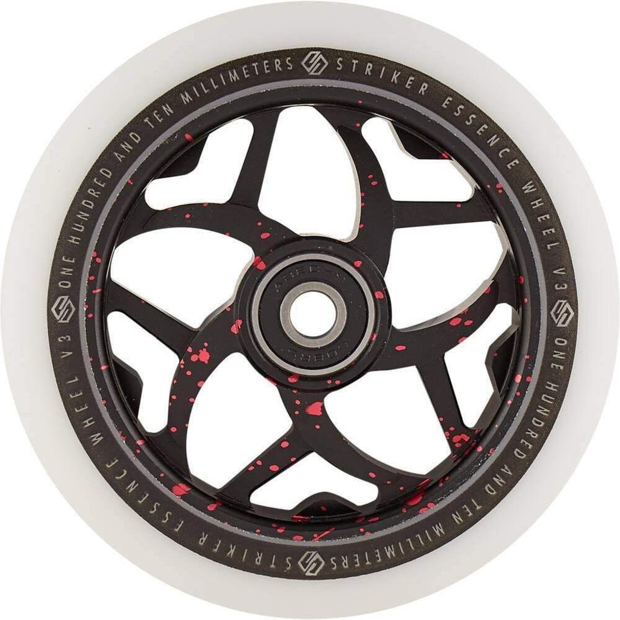 Striker Essence V3 Vit 110mm Sparkcykel Hjul - Splash Black/Red-ScootWorld.se