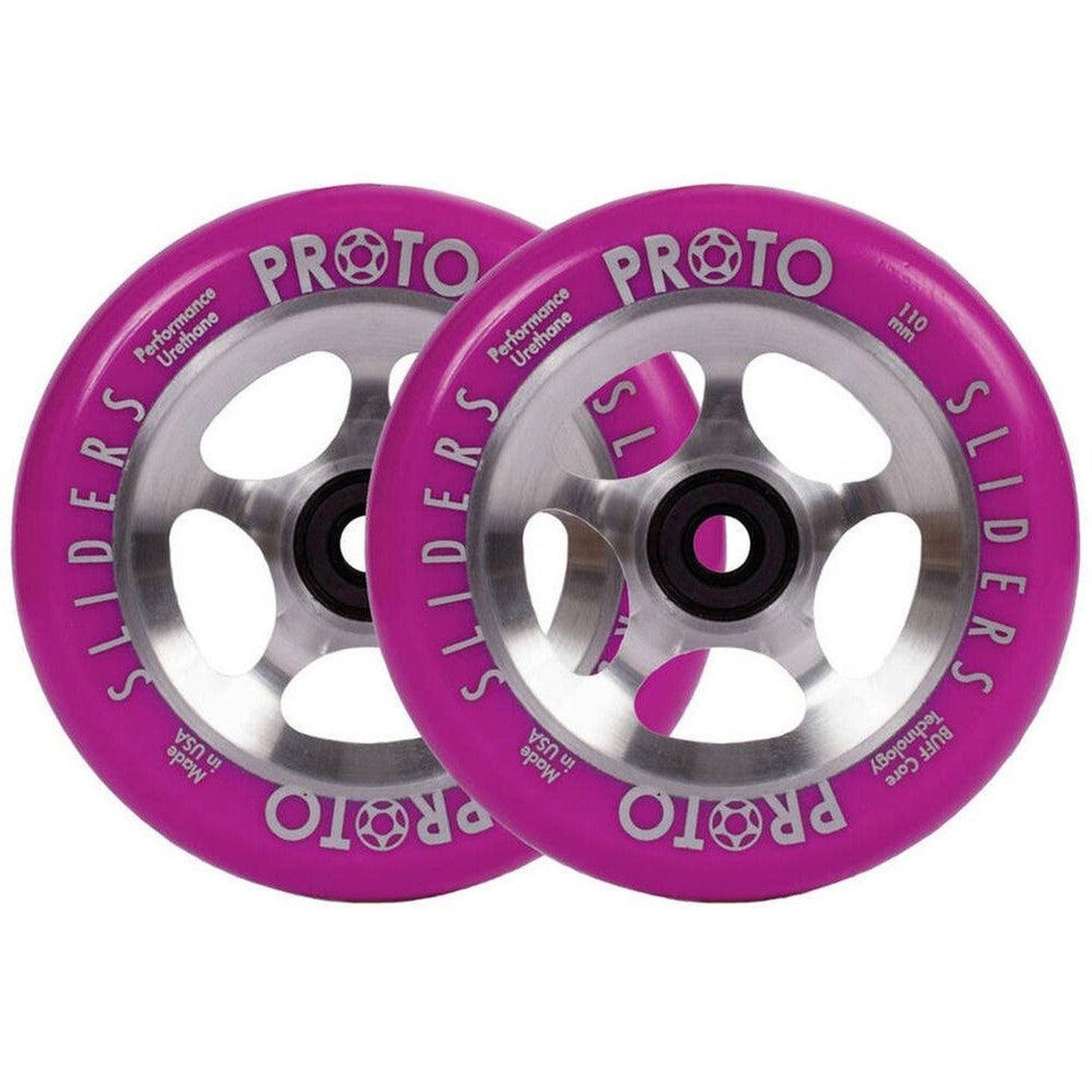 Proto Sliders Starbright Kickbike Hjul 2-Pak - Purple On Raw-ScootWorld.se