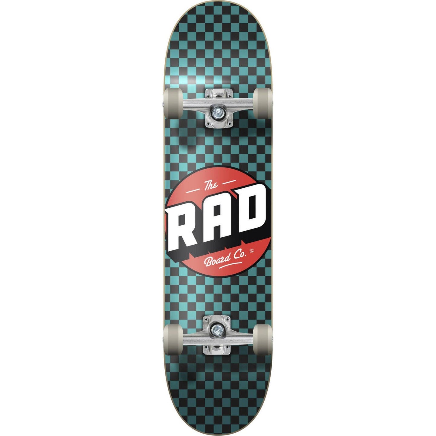 RAD Checkers Progressive komplett skateboard - Svart/Turkos-ScootWorld.se
