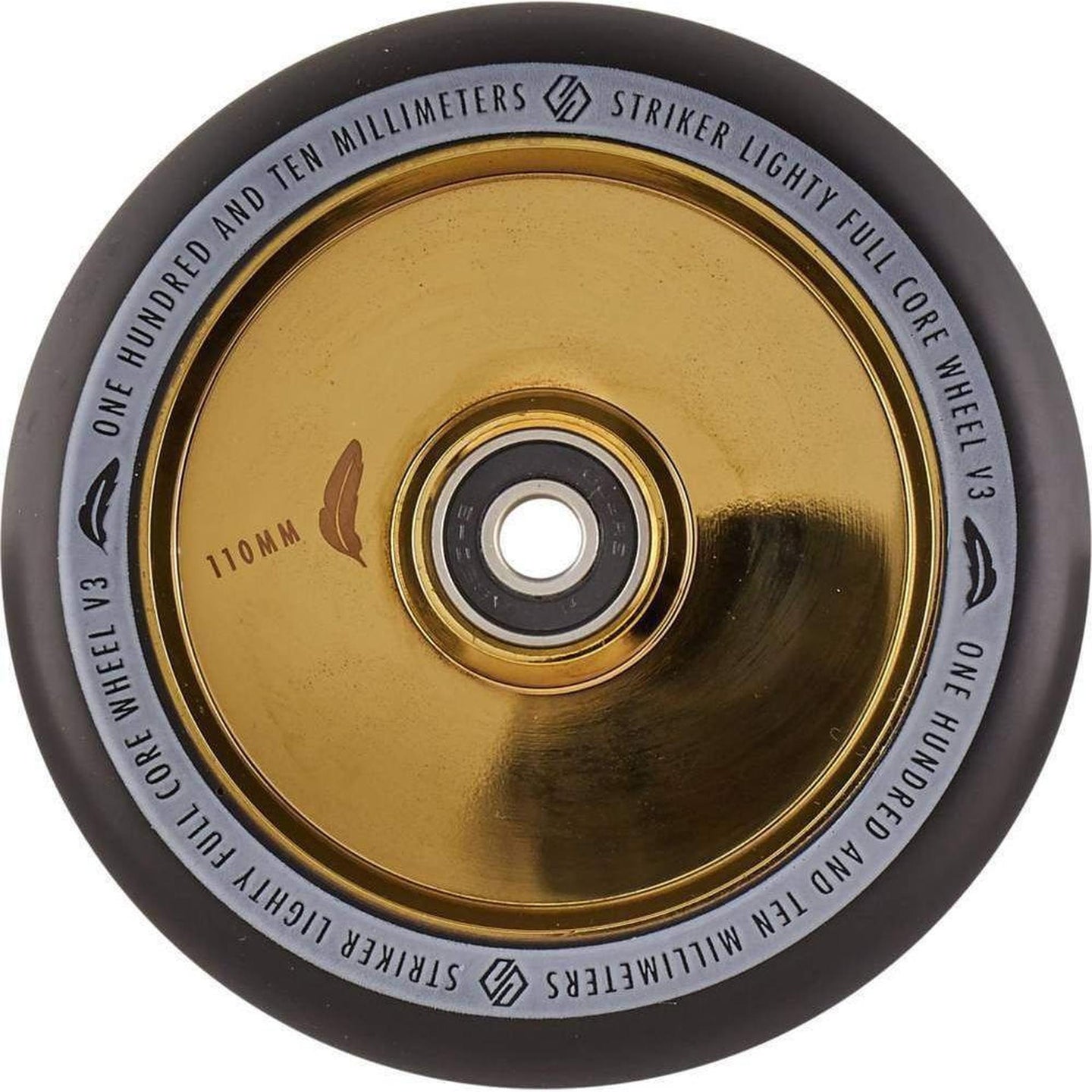 Striker Lighty Fullcore V3 Svart 110mm Sparkcykel Hjul - Gold Chrome-ScootWorld.se