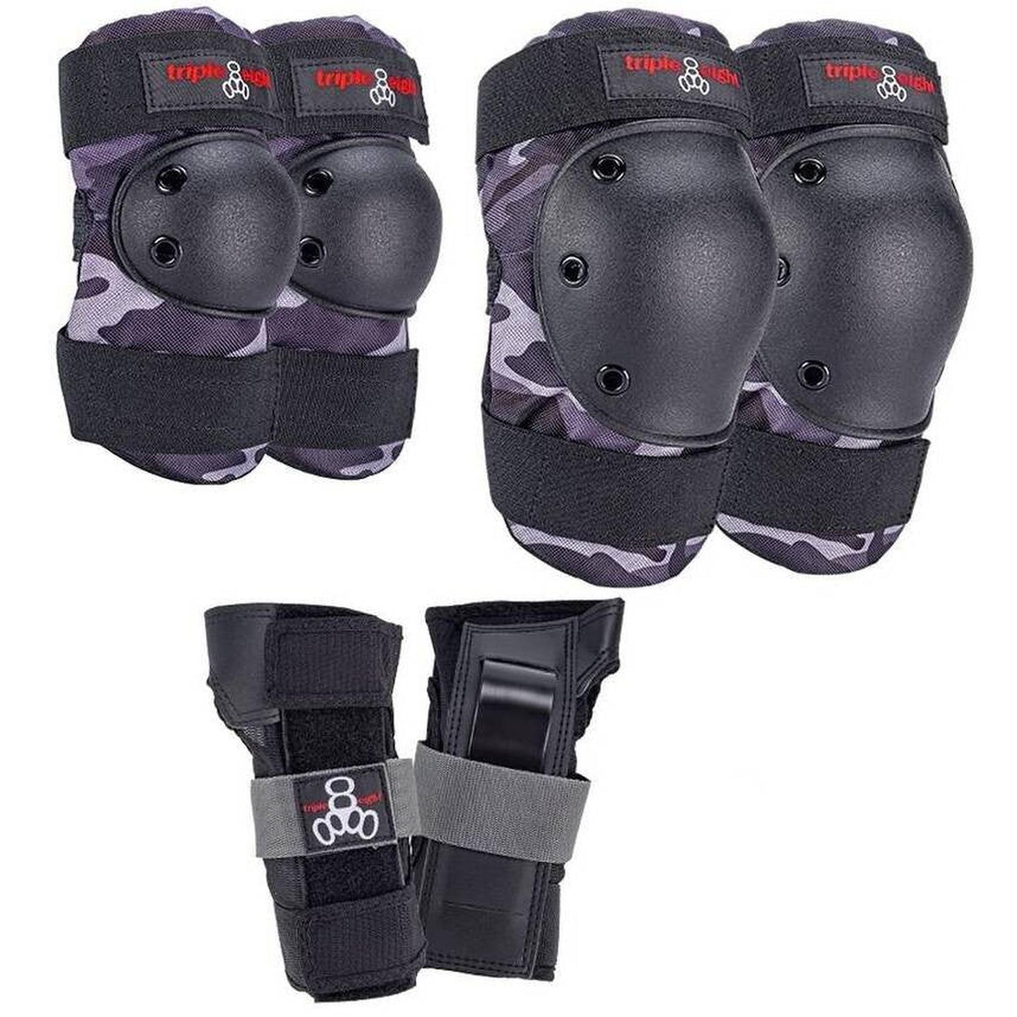 Triple Eight Skyddssats 3-pack - Charcoal Camo-ScootWorld.se