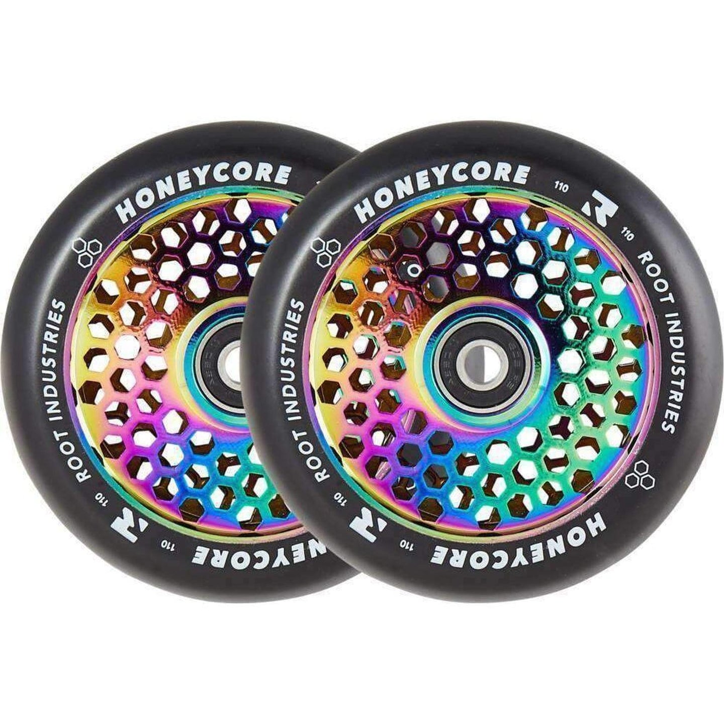 Root Honeycore Svart 110mm Sparkcykel Hjul 2-Pak - Rainbow-ScootWorld.se