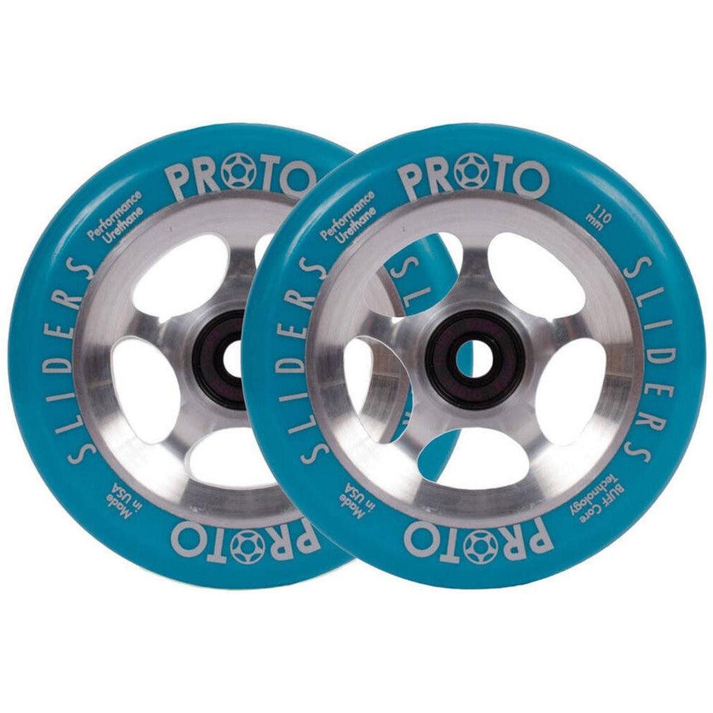 Proto Sliders Starbright Kickbike Hjul 2-Pak - Blue On Raw-ScootWorld.se