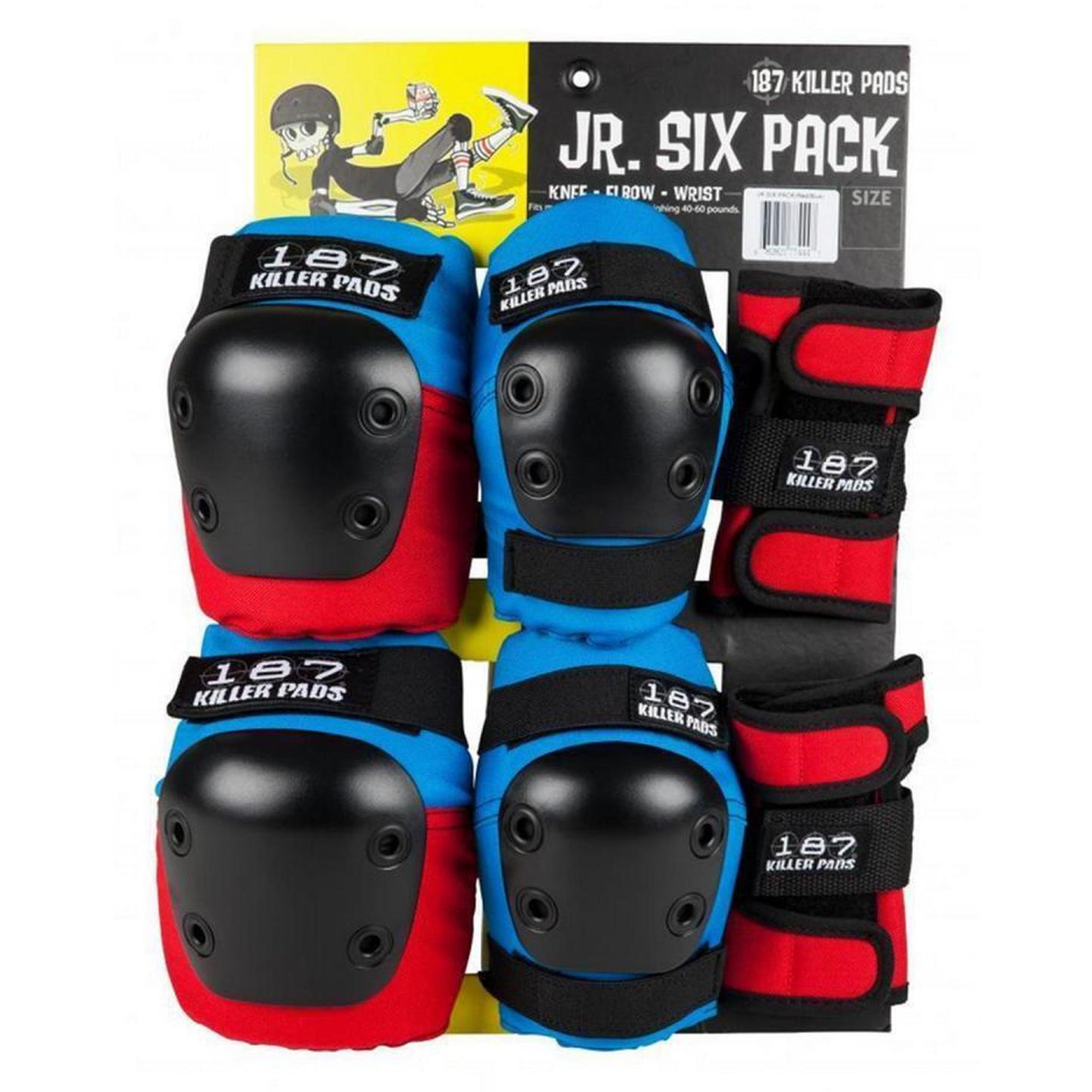 187 Killer Pads Jr. Skyddsset Barn 6-Pak - Röd/Vit/Blå-ScootWorld.se