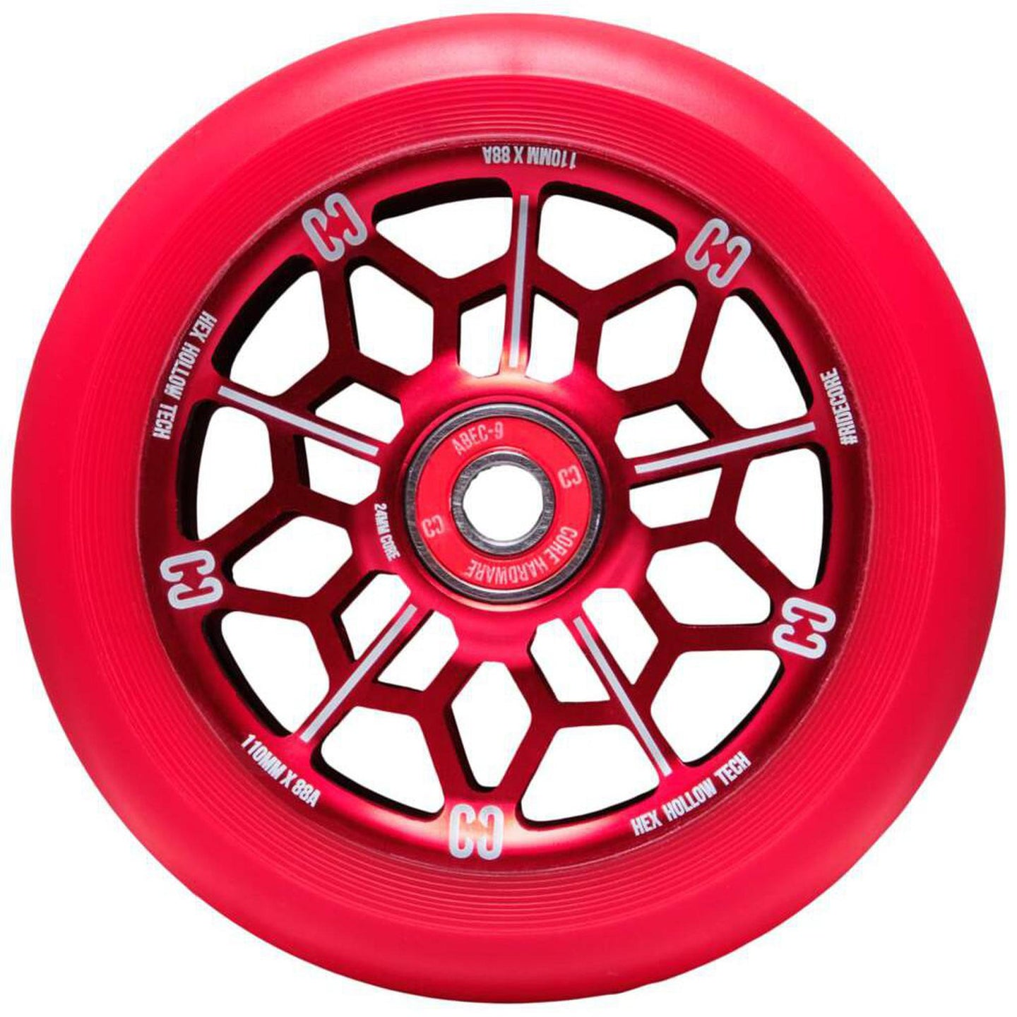 CORE Hex Hollow Sparkcykel Hjul - Röd-ScootWorld.se