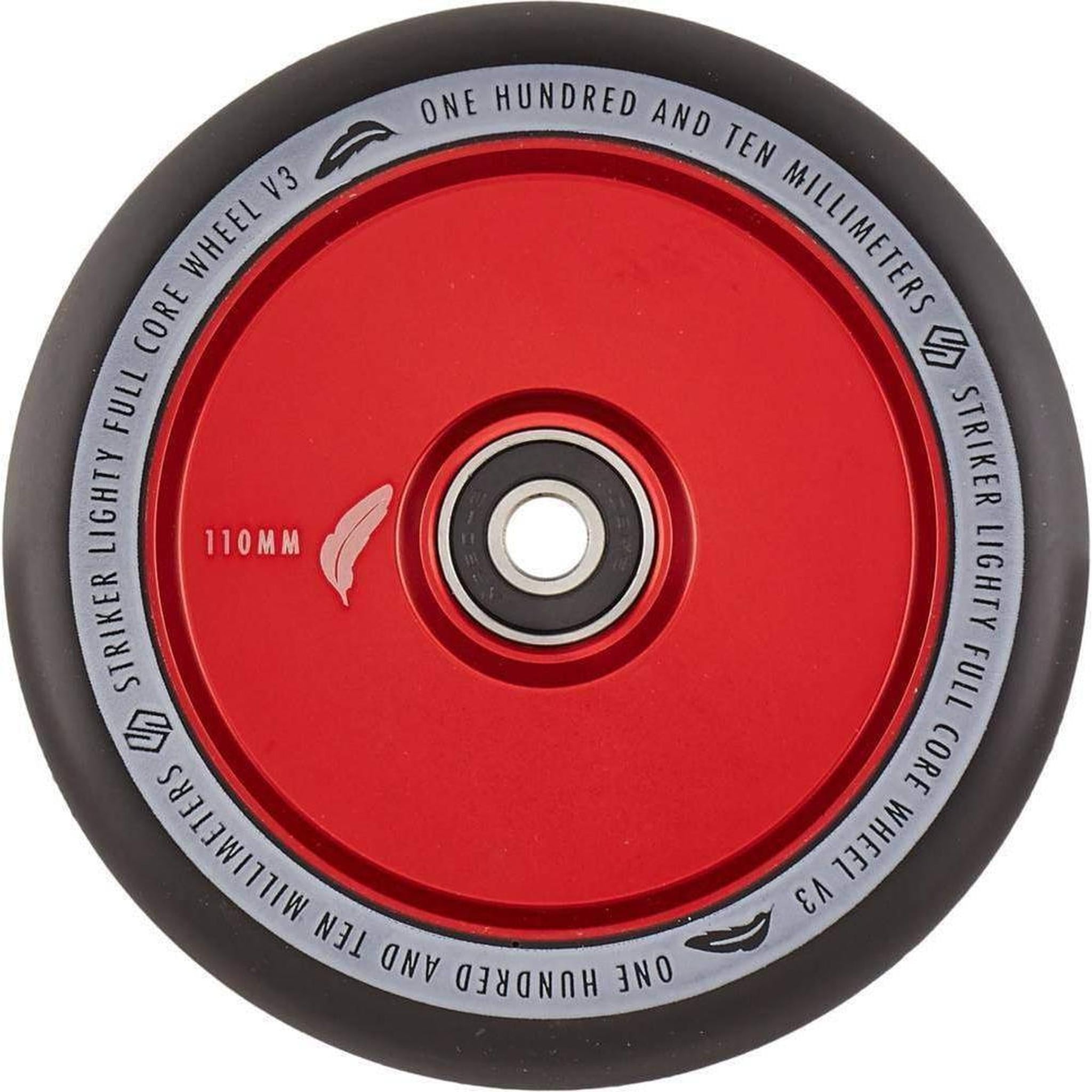 Striker Lighty Fullcore V3 Svart 110mm Sparkcykel Hjul - Röd-ScootWorld.se