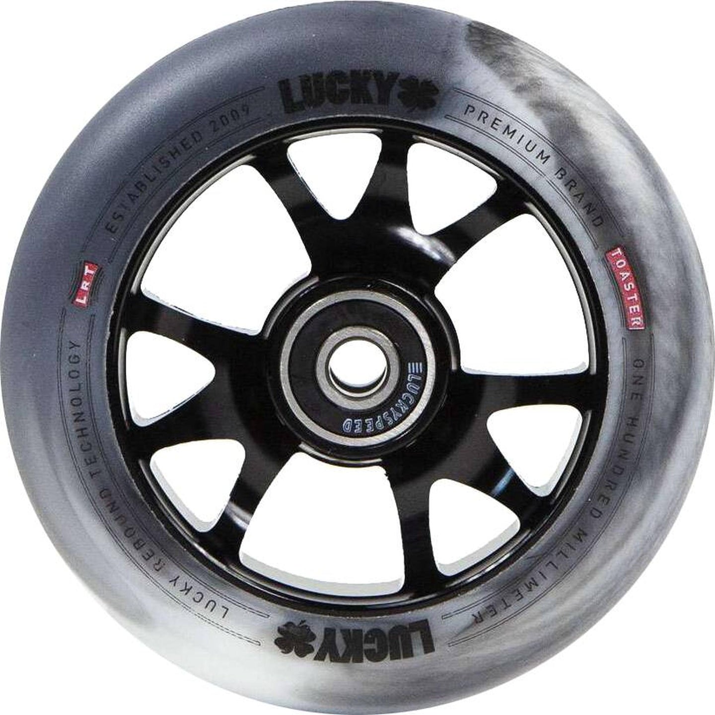 Lucky Toaster 100mm Kickbike Hjul - Black/White Swirl-ScootWorld.se