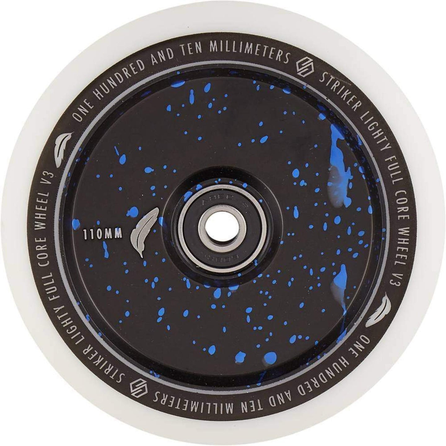Striker Lighty Fullcore V3 Vit 110mm Sparkcykel Hjul - Splash Black/Blue-ScootWorld.se