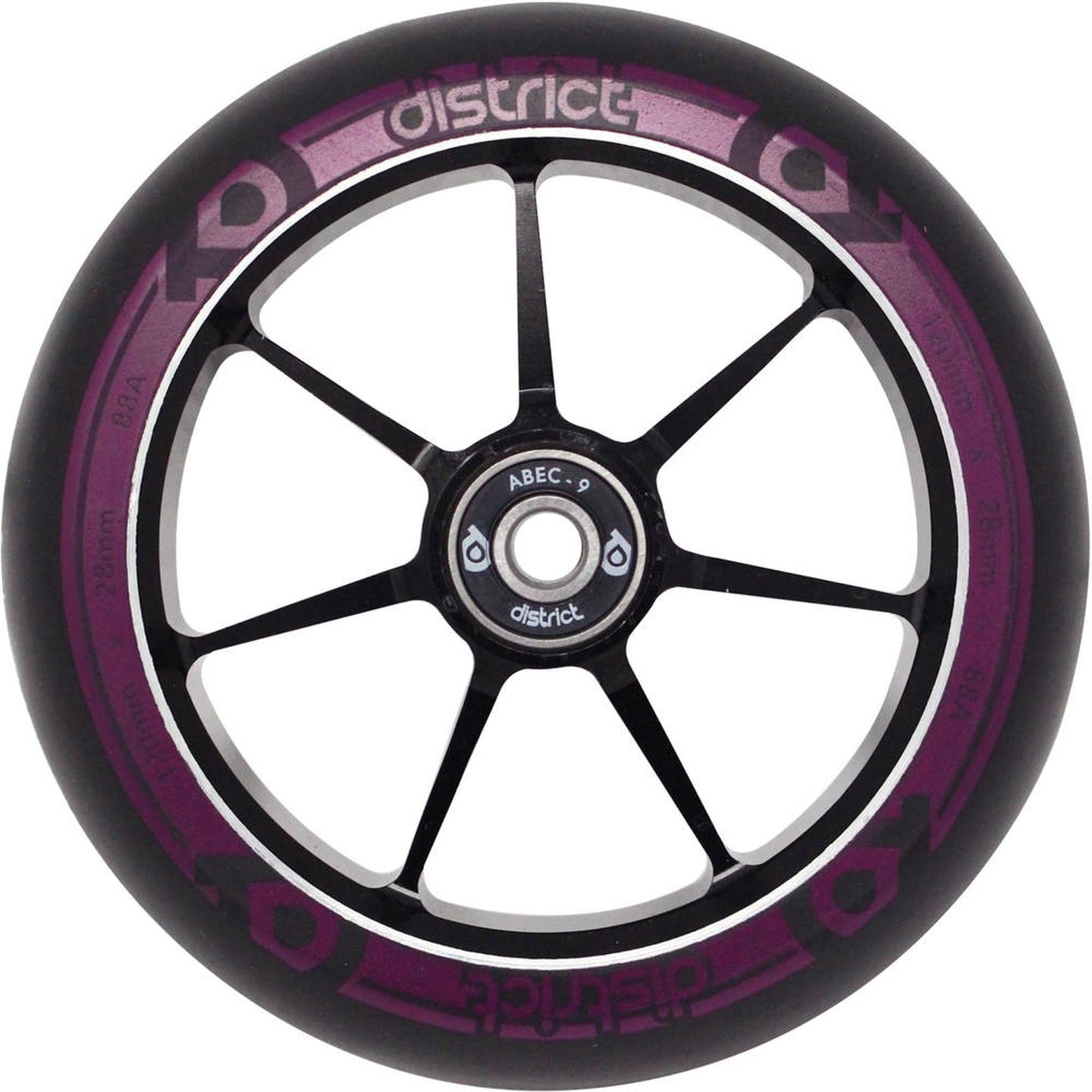 District Dual Width Core Kickbike Hjul - Black/Magenta-ScootWorld.se