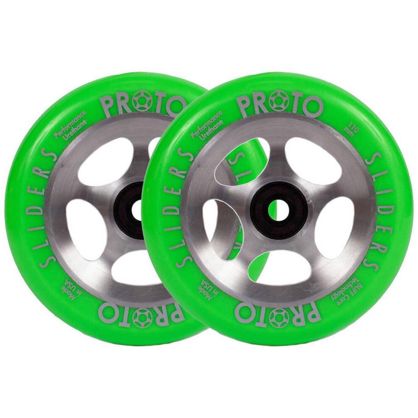 Proto Sliders Starbright Kickbike Hjul 2-Pak - Green On Raw-ScootWorld.se