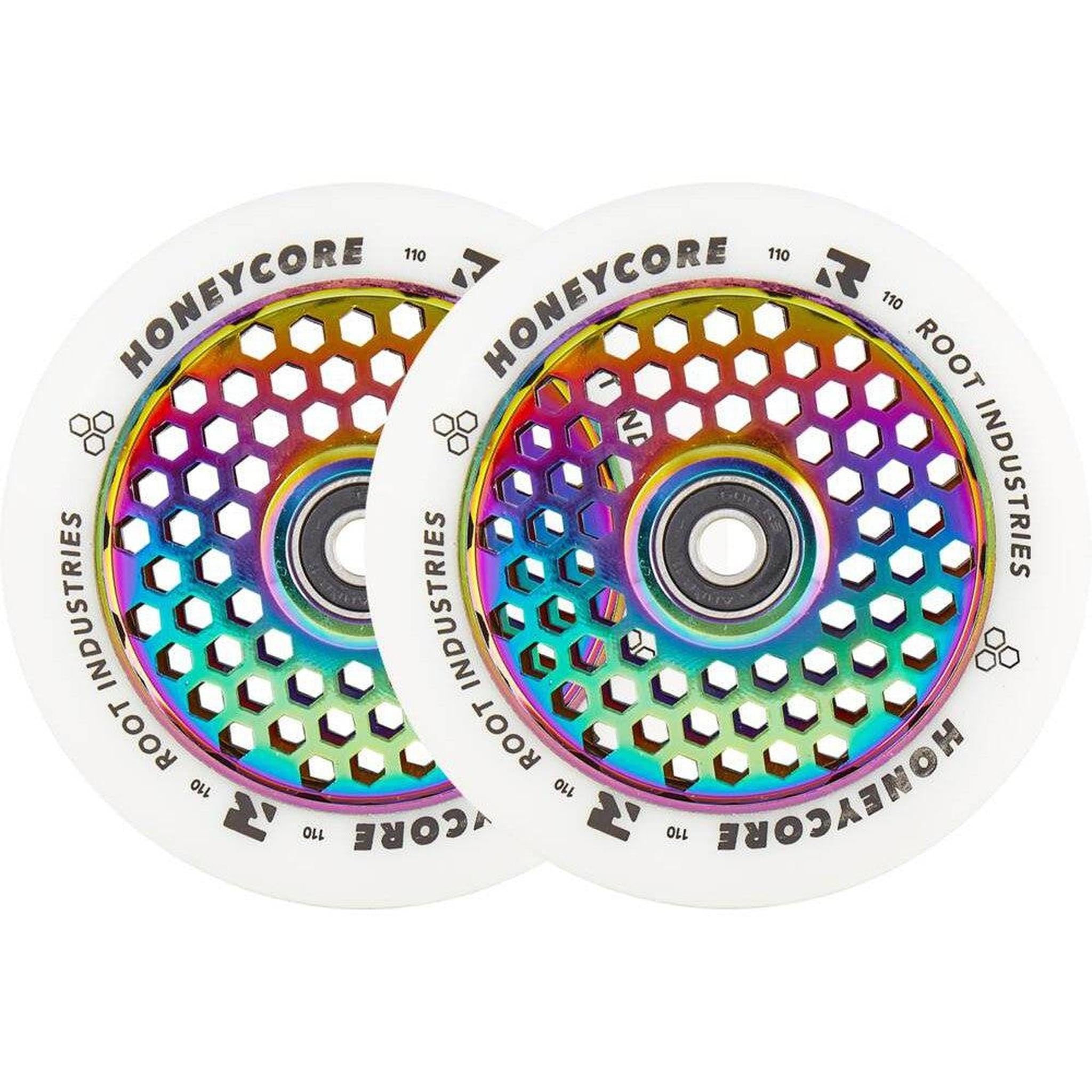 Root Honeycore Vit 110mm Sparkcykel Hjul 2-pak - Rainbow-ScootWorld.se