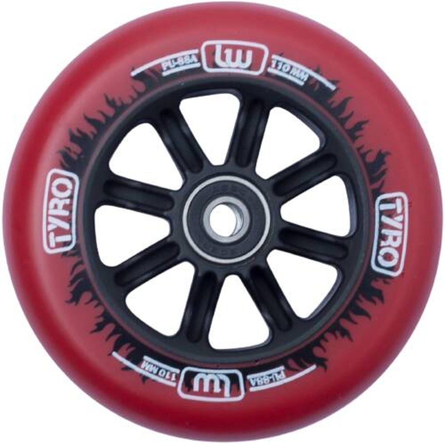 Longway Tyro Nylon Core Kickbike Hjul - Red/Black Flame-ScootWorld.se