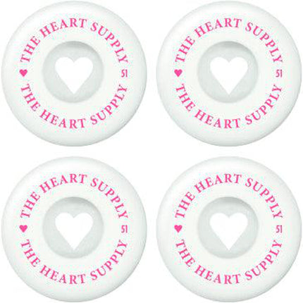 Heart Supply Clean Heart 99A Skateboard Hjul 4-Pak - White/Pink-Heart Supply-ScootWorld.se