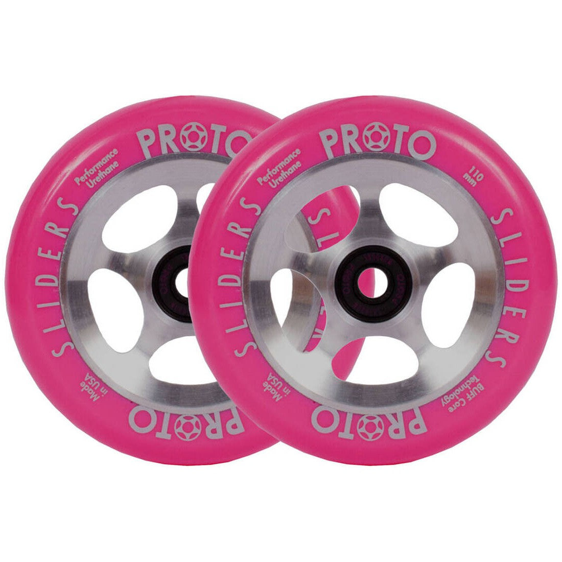 Proto Sliders Starbright Kickbike Hjul 2-Pak - Pink On Raw