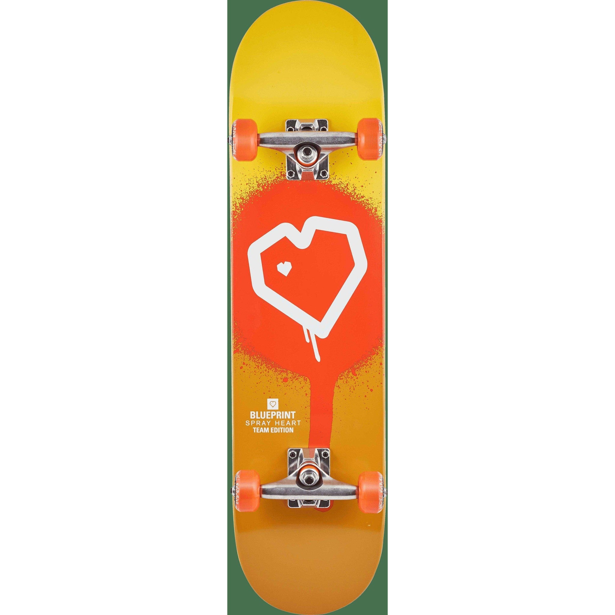 Blueprint Spray Heart Komplett Skateboard - Gul-ScootWorld.se