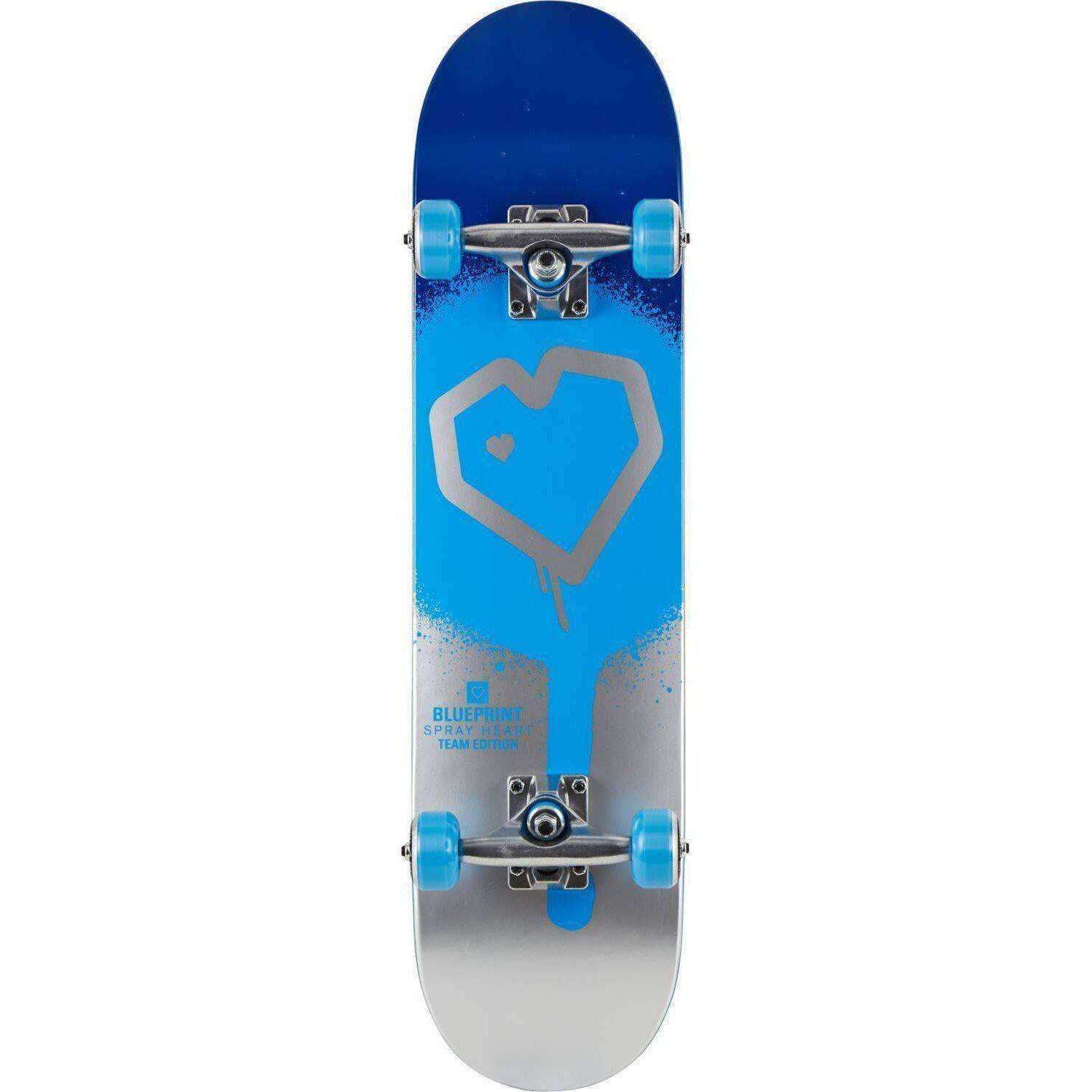 Blueprint Spray Heart Komplett Skateboard - Blå/Silver/Svart-ScootWorld.se