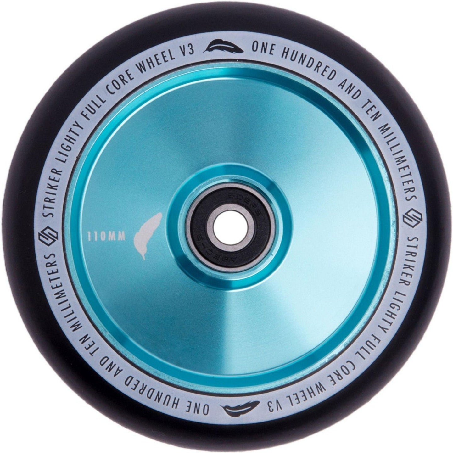 Striker Lighty Fullcore V3 Svart PU 110mm Kickbike Hjul - Teal-Hjul till sparkcyklar-ScootWorld.se