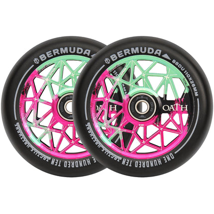 Oath Bermuda 110MM Hjul Till Sparkcykel 2-Pak - Green/Pink