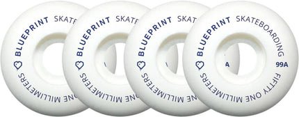 Blueprint Mini Heart 99A Skateboard Hjul 4-Pak - White