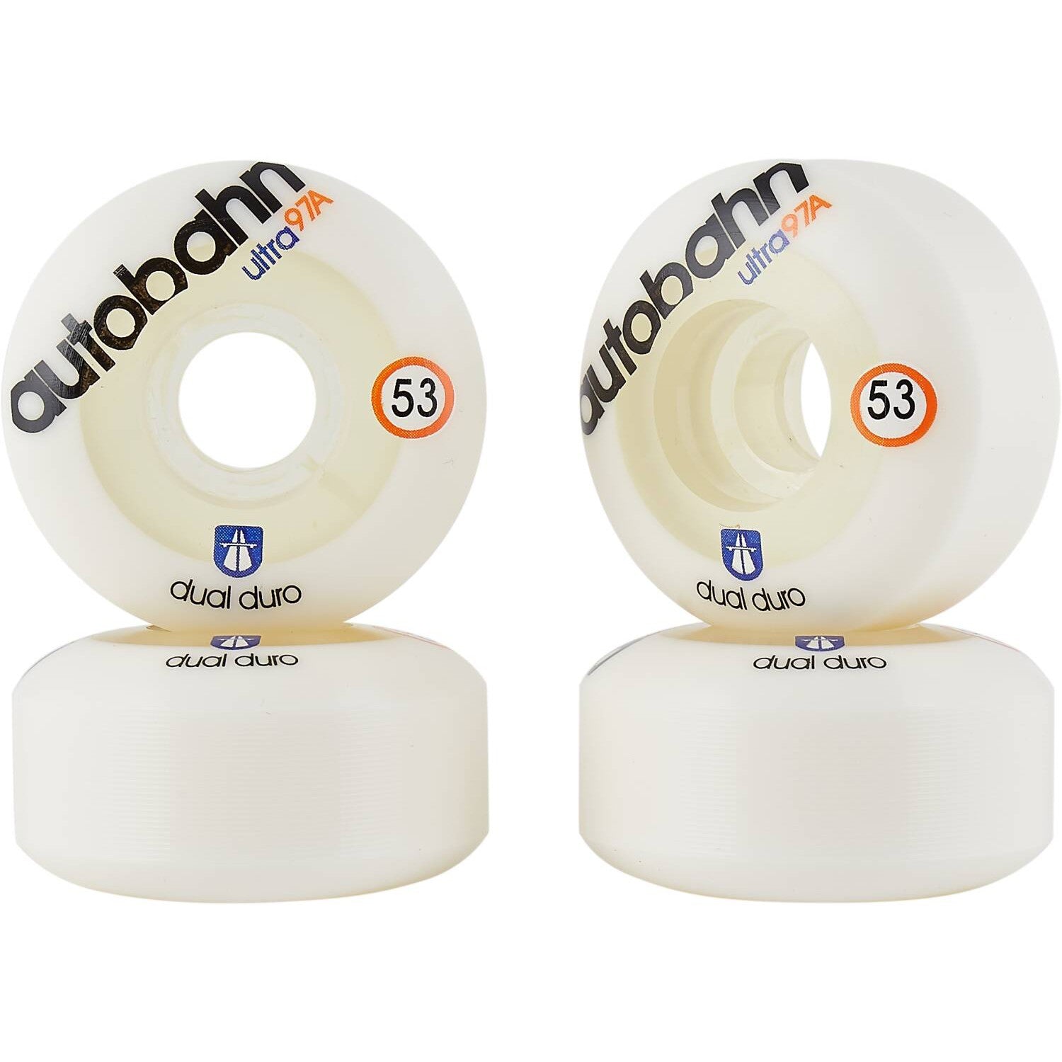 Autobahn Dual Duro Ultra Classic 97A Skateboard Hjul 4-Pak - White