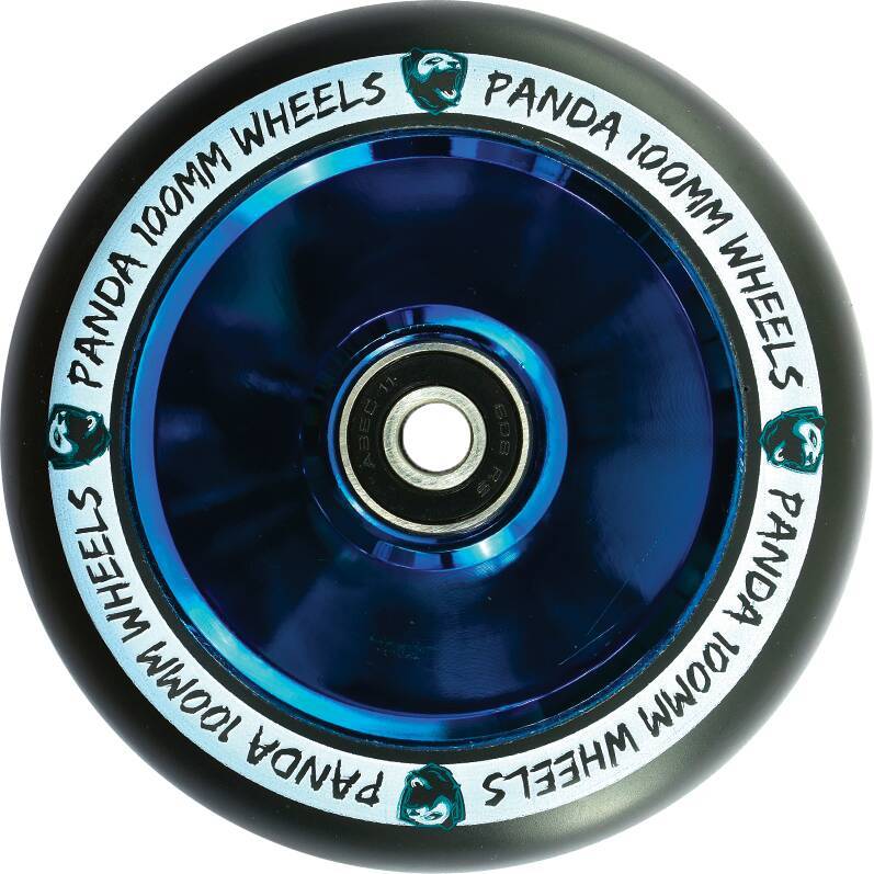 Panda Balloon Fullcore 100mm Kickbike Hjul - Blue Chrome-Hjul till sparkcyklar-ScootWorld.se