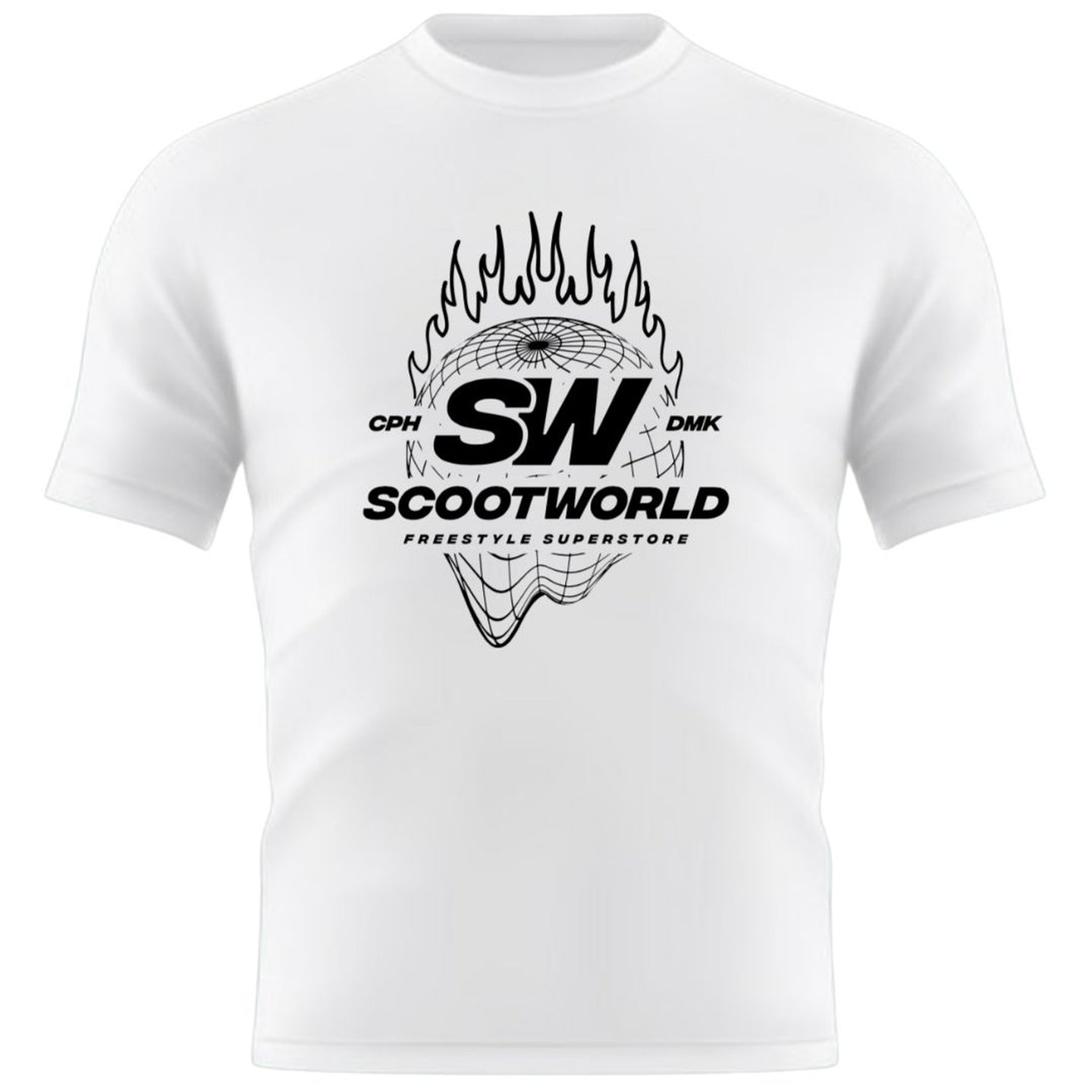 ScootWorld Fire Globe Tshirt - White-Kläder-ScootWorld.se