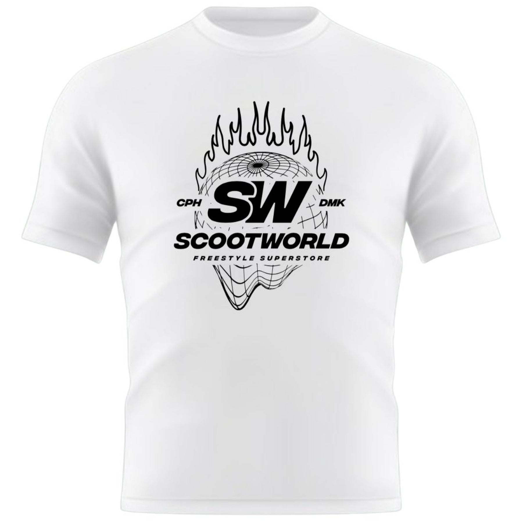 ScootWorld Fire Globe Tshirt - White-ScootWorld.dk