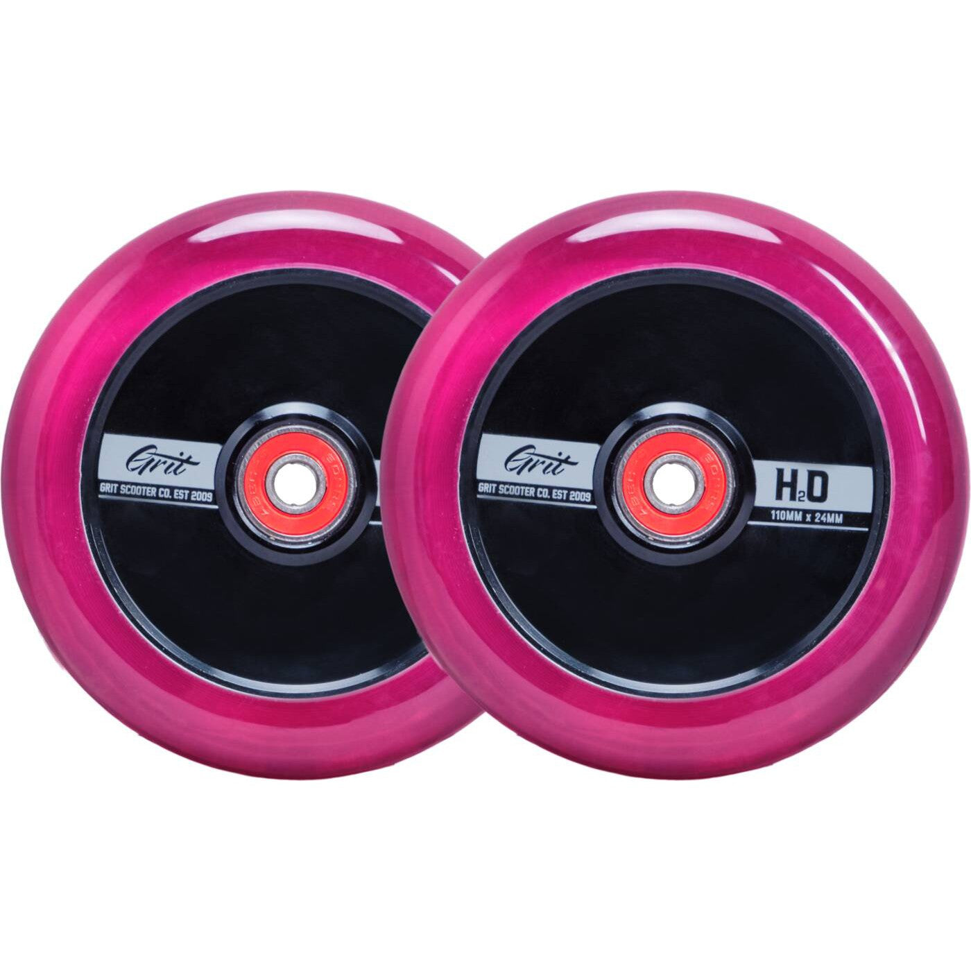 Grit H2O Kickbike Hjul 2-Pak - Trans Pink/Black