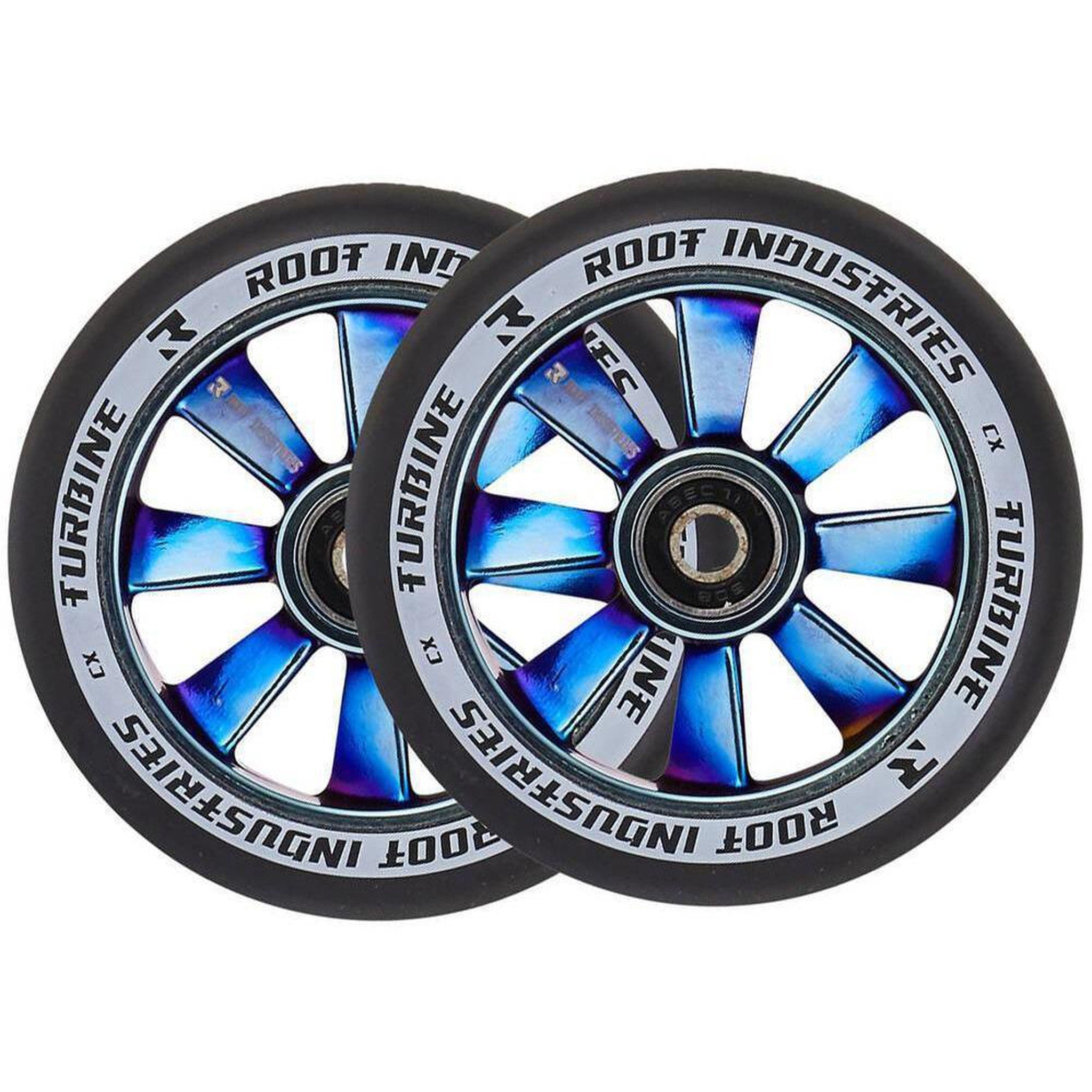 Root Industries Turbine Sparkcykel Hjul 2-Pak - Blue Chrome-Hjul till sparkcyklar-ScootWorld.se