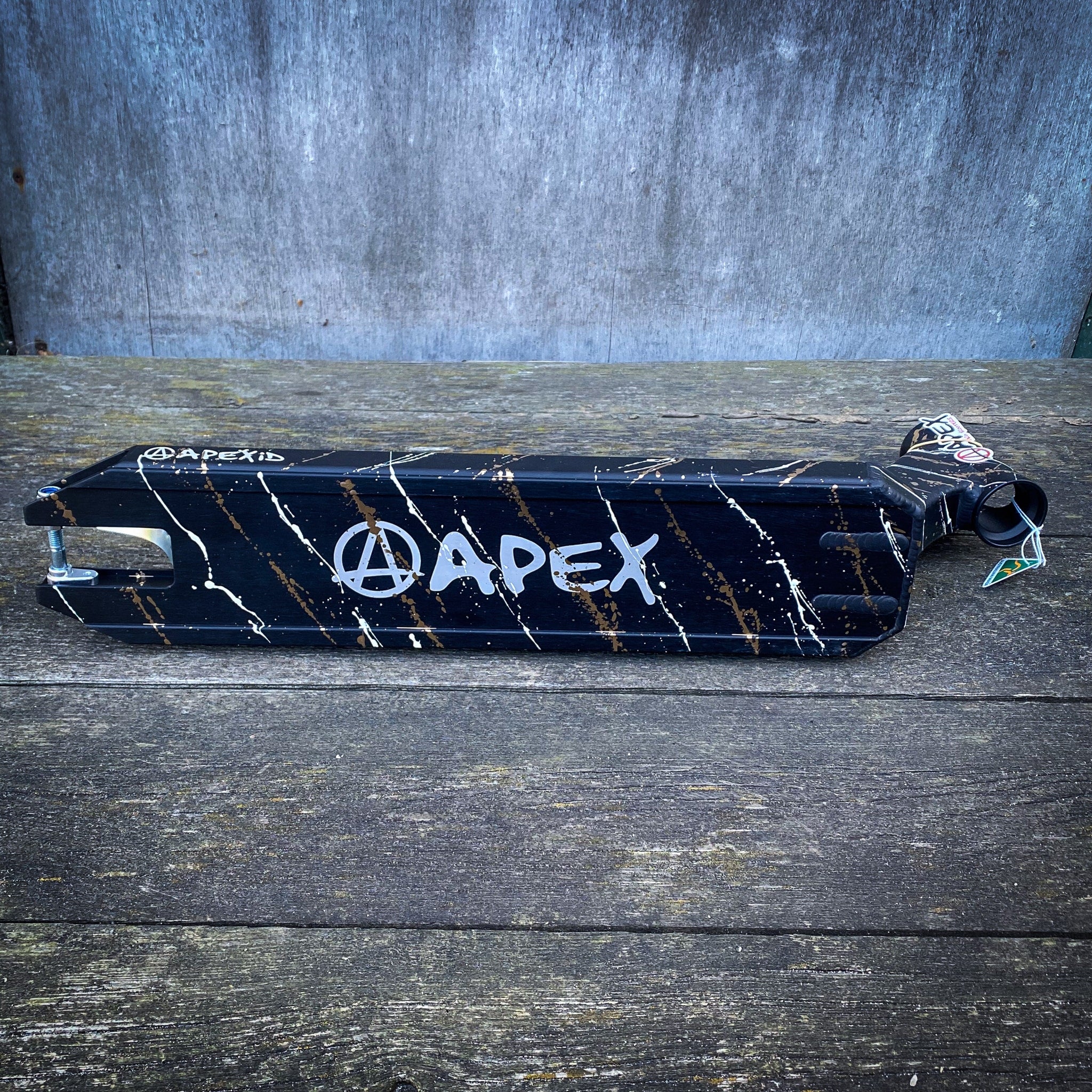 Apex ID Limited 4.5" Kickbike Deck - Black/White/Gold Splash