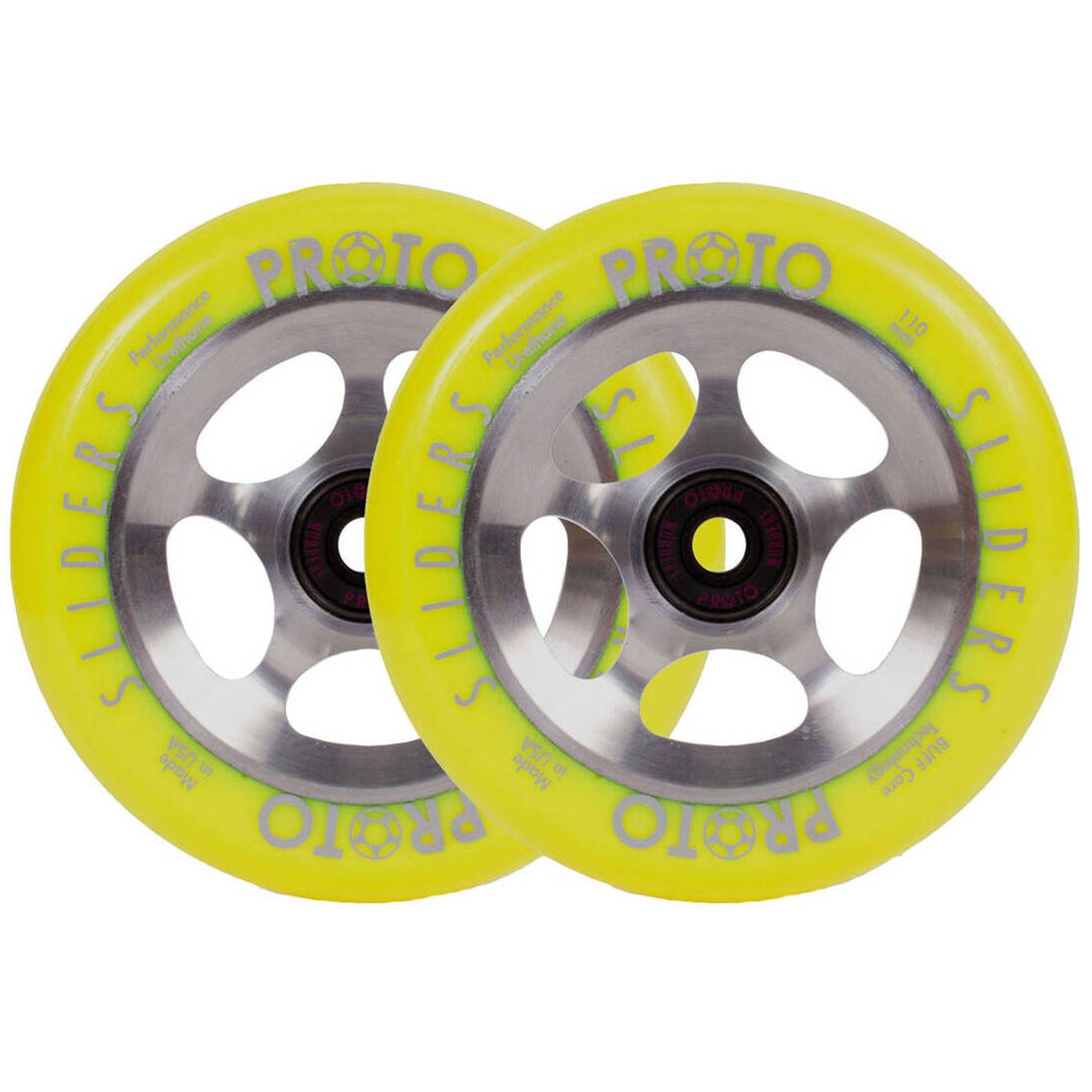 Proto Sliders Starbright Kickbike Hjul 2-Pak - Yellow On Raw