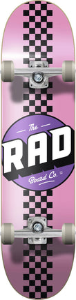 RAD Checker Stripe Skateboard - Pink/Black