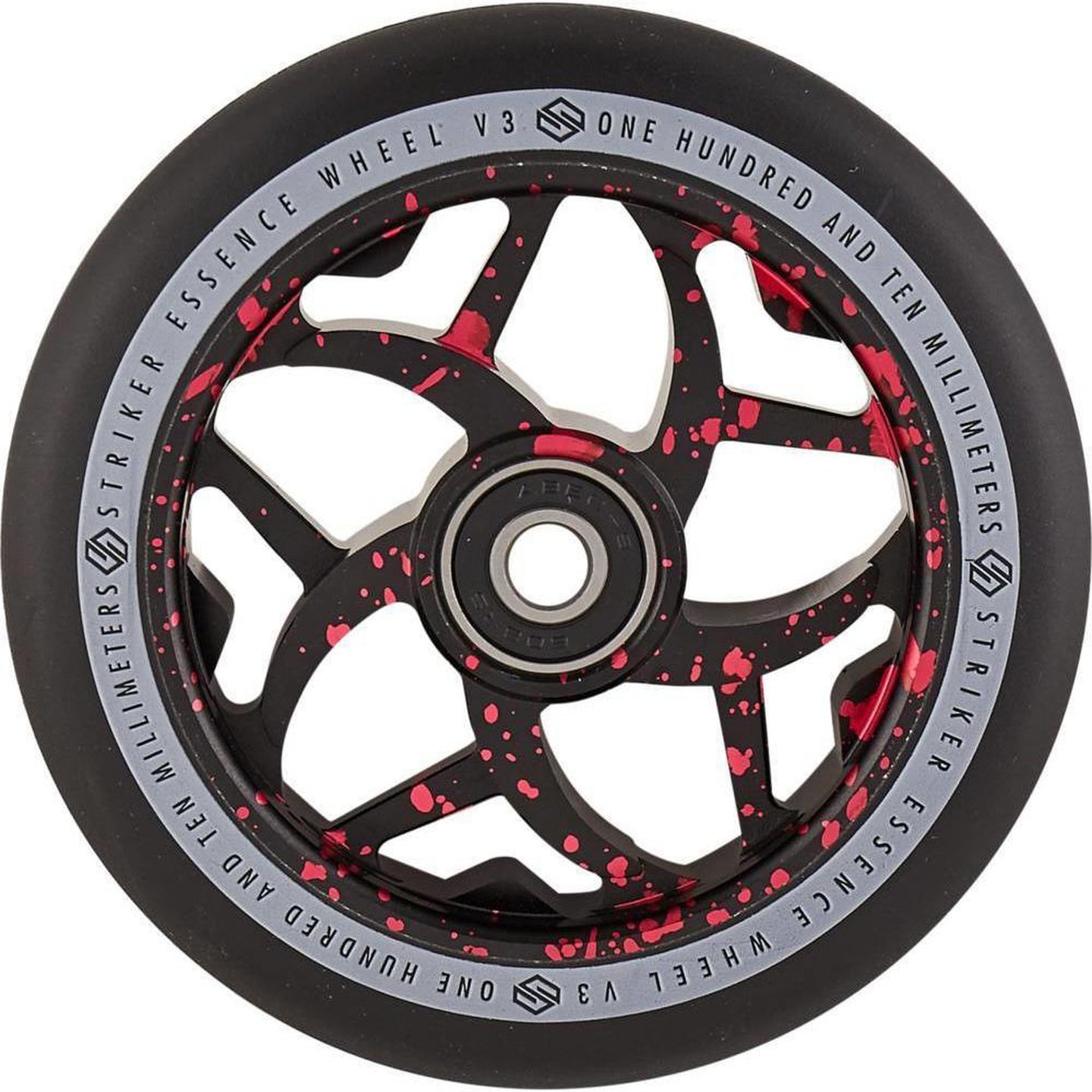 Striker Essence V3 Sort PU 110mm Hjul Til Løbehjul - Splash Black/Red-ScootWorld.dk