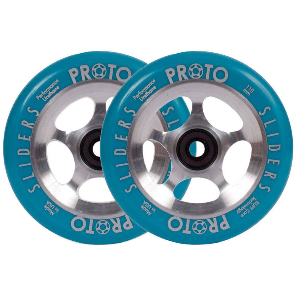 Proto Sliders Starbright Kickbike Hjul 2-Pak - Blue On Raw